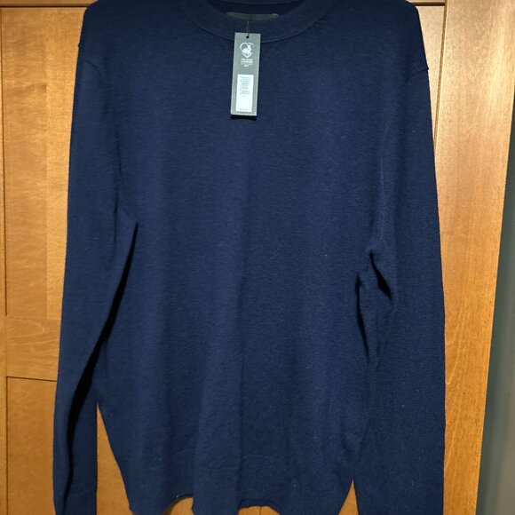 Banana Republic Men Navy Luxurious CASHMERE Crew Neck Sweater Sz L $168 - Picture 2 of 4